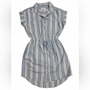 Japna Blue and White Striped button up Dress Size Small Cotton
